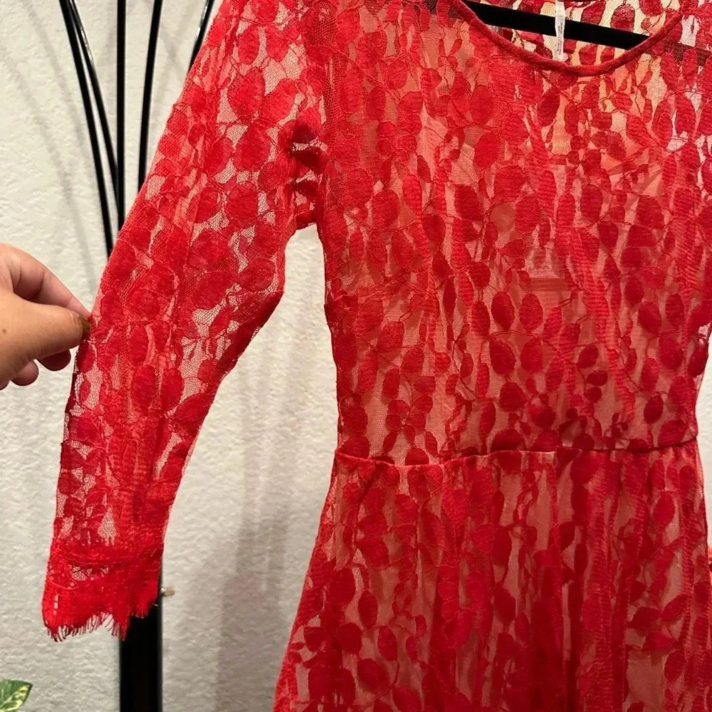 Free People Floral Mesh Lace Dress size 2